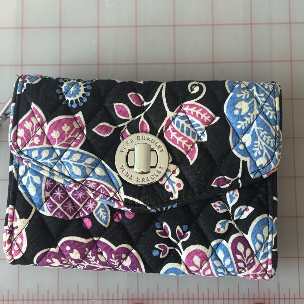 Vera Bradley Black and Purple Quilted Wallet